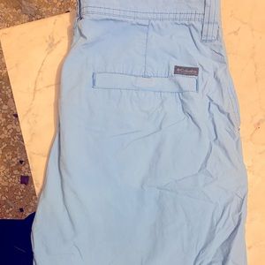 Mens Columbia shorts size 34 length is 10’ blue, bright blue, and grey